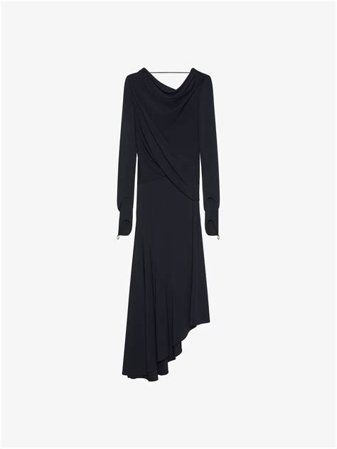 givenchy blue assymetrical dress 1 600|GIVENCHY Asymmetric draped crepe midi dress .